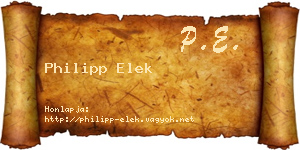 Philipp Elek névjegykártya